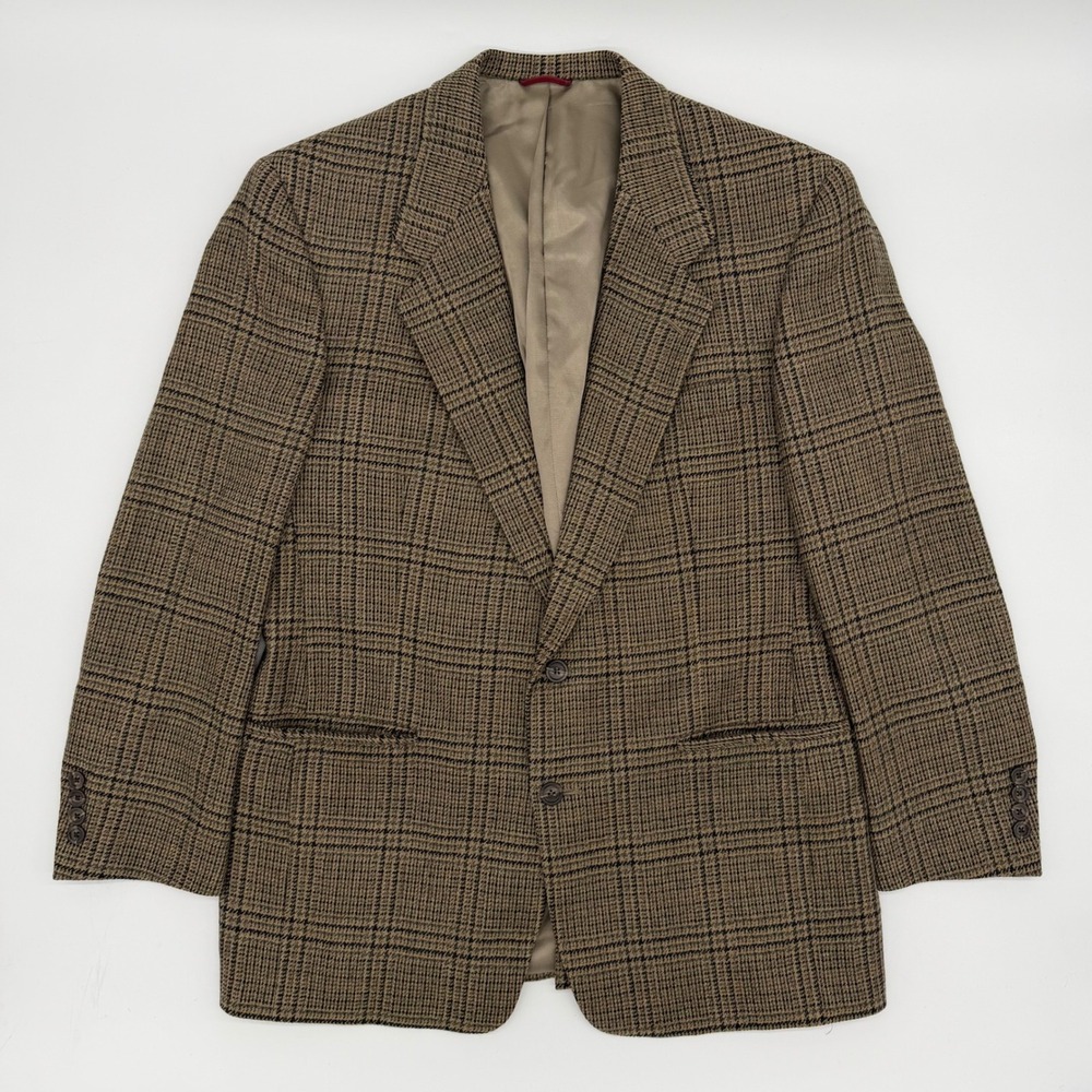 Hart Schaffner Marx Vintage Tweed‎ Sport Coat 41R Wool Glen Check Plaid